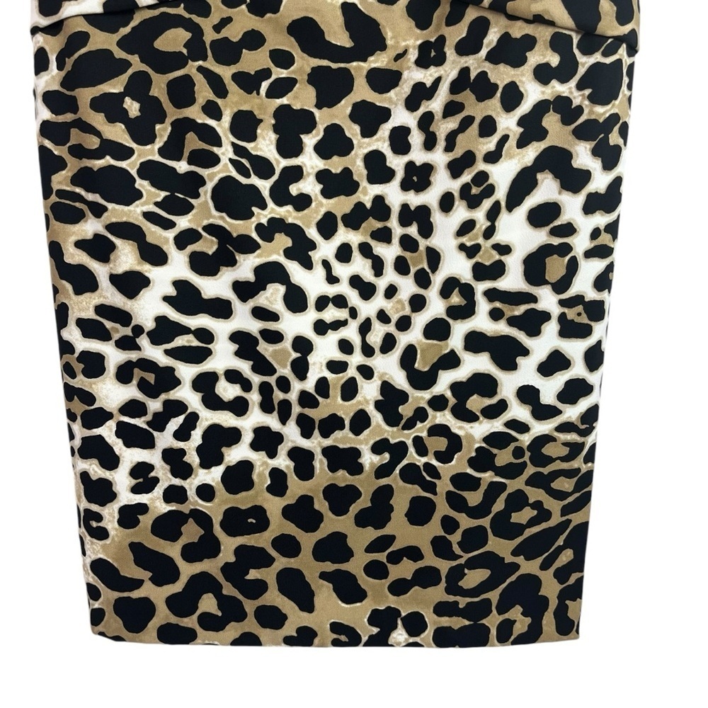 Cache Womens Bodycon Lined Dress Animal Print Stretch Tired Mock Wrap 4 New - Picture 4 of 12